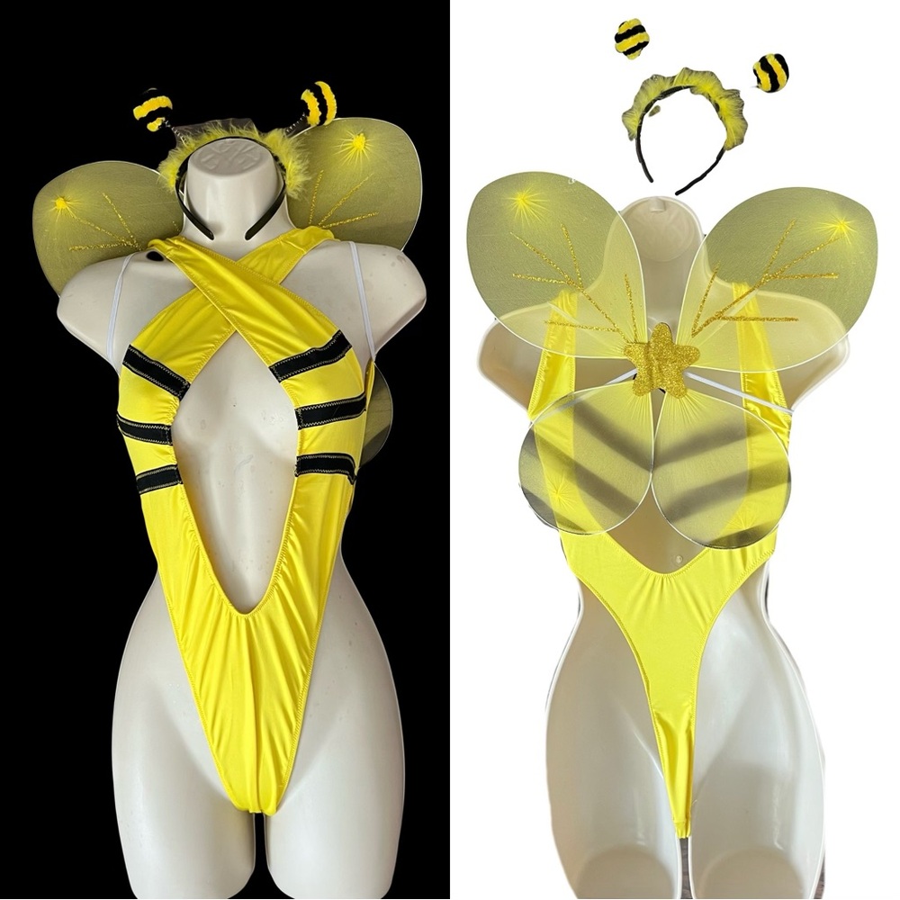 Yellow Bee Costume with Wings and Headband